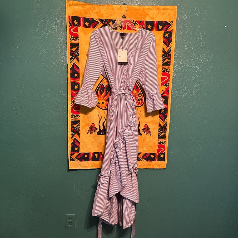 Pinstripe ruffle dress